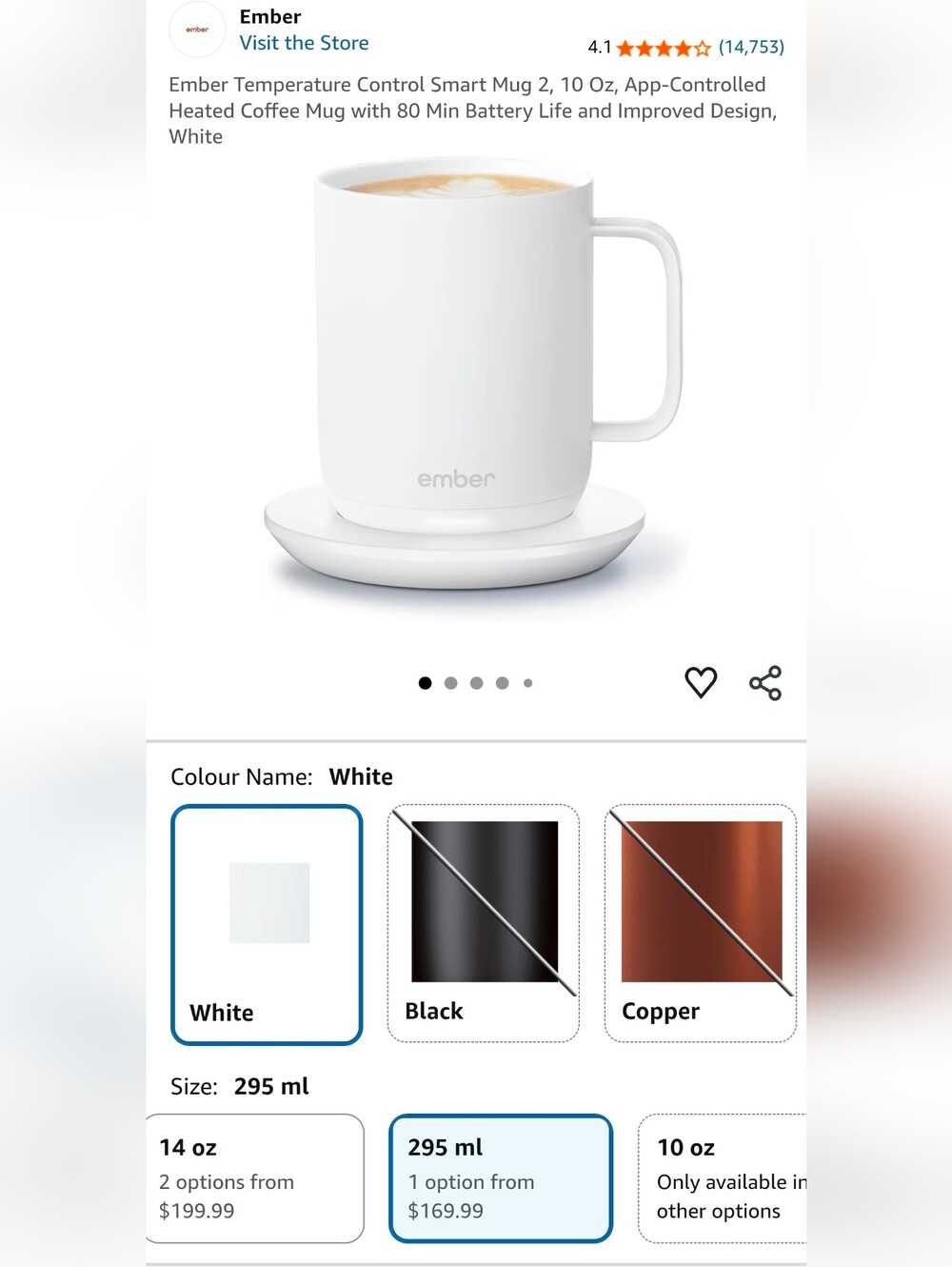Ember Temperature Control Smart Mug 2, 10 oz White - Picture 2 of 10